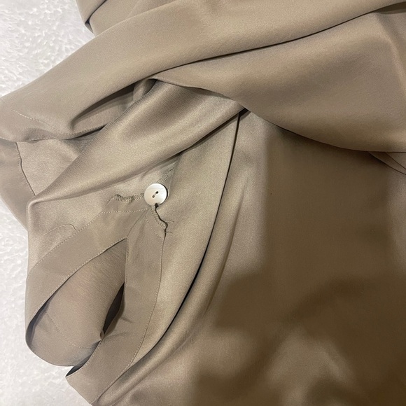 Eileen Fisher Vintage 100% Silk Tan Open Front Luxury Cardigan Top Women's 2 - Picture 8 of 10